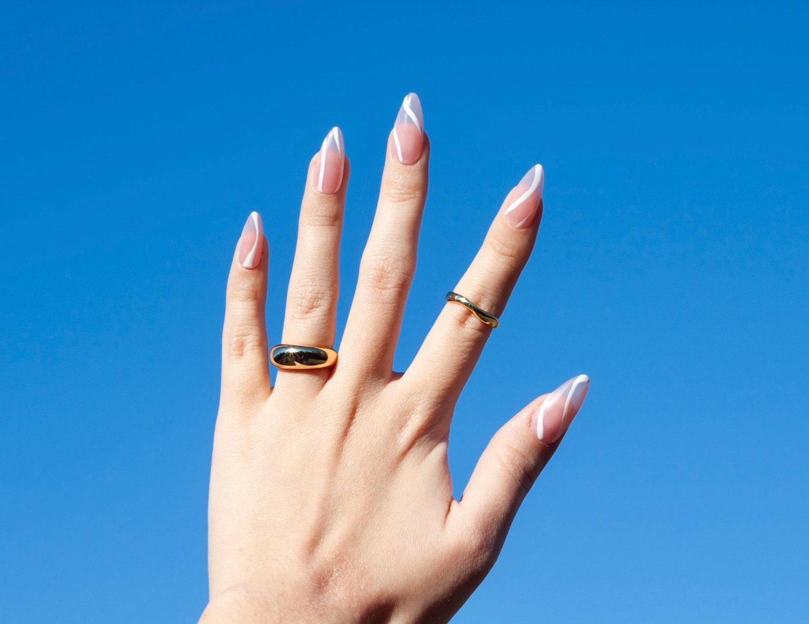 White Abstract Nails